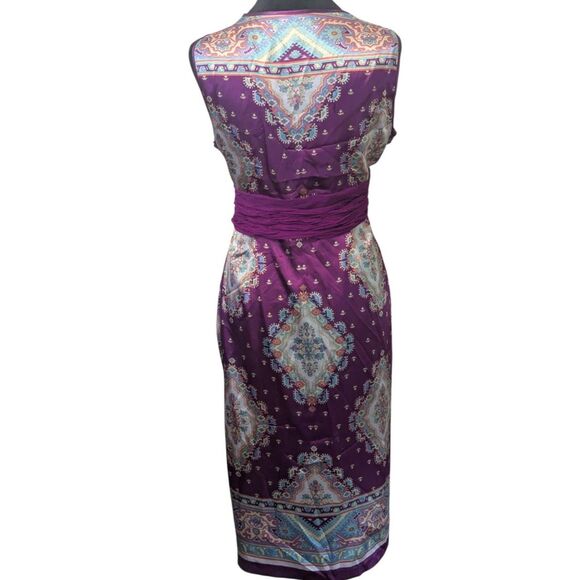 Y2K Nicole Miller Purple Paisley Dress Silk Sash Fairycore Boho Maxi Vintage S - Picture 3 of 8